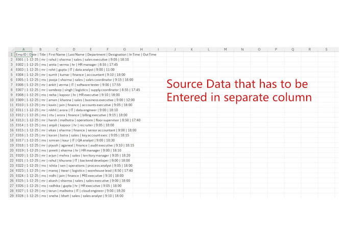 do excel data entry, cleaning, and formatting